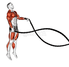 Battling Ropes Alternate Arms Jump Squat demonstration