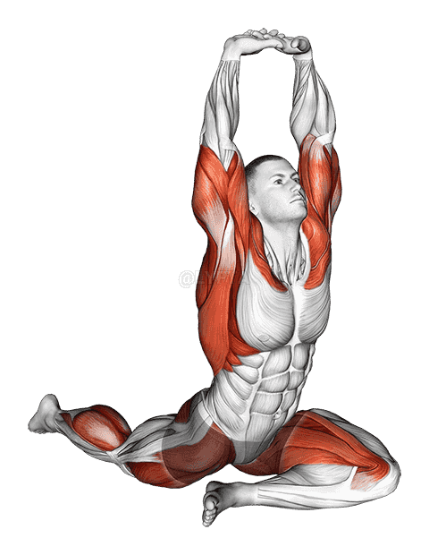 Lying Leg Tuck Hip Stretch wth Overhead Hands demonstration