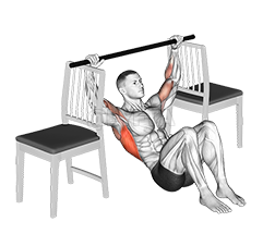 Pull-up with Bent Knee between Chairs demonstration