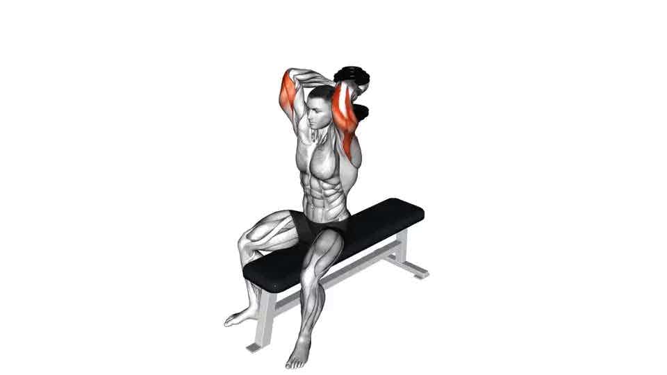 Thumbnail for the video of exercise: Dumbbell Seated Bench Extension