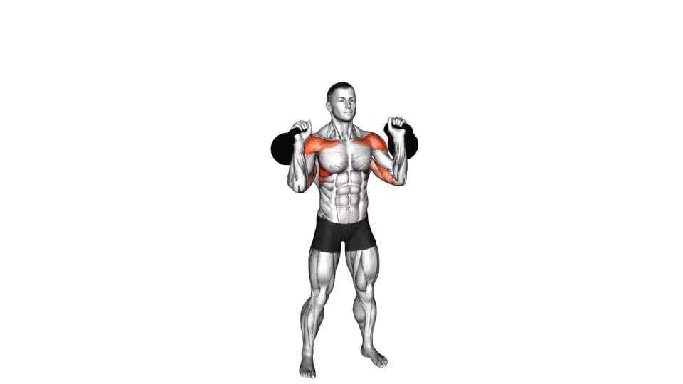 Thumbnail for the video of exercise: Kettlebell Two Arm Military Press