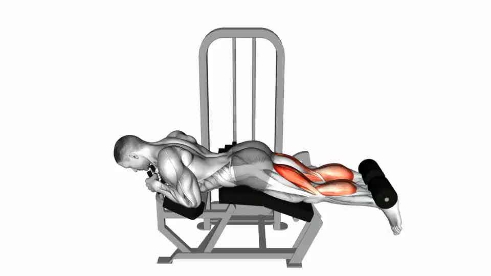 Thumbnail for the video of exercise: Lever Lying Leg Curl