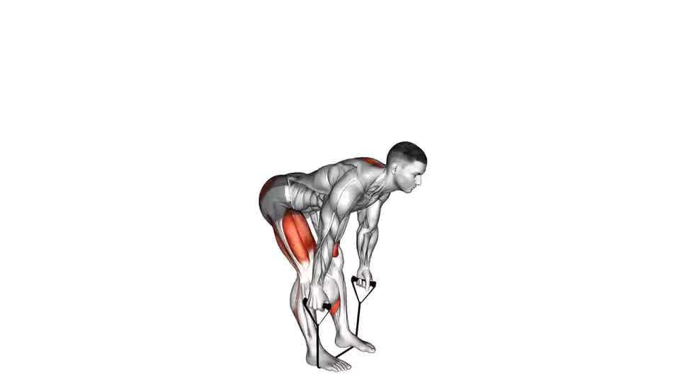 Thumbnail for the video of exercise: Band straight back stiff leg deadlift