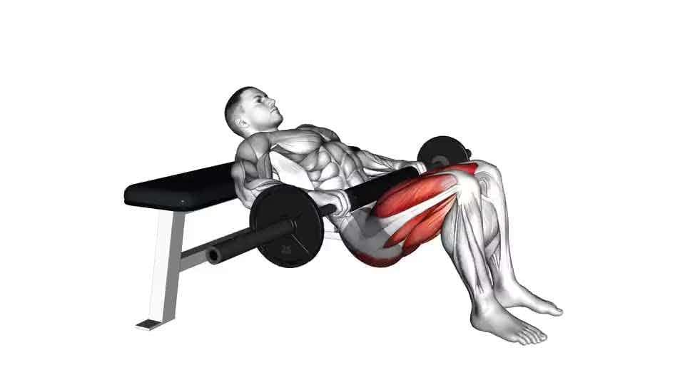 Thumbnail for the video of exercise: Barbell one leg hip thrust