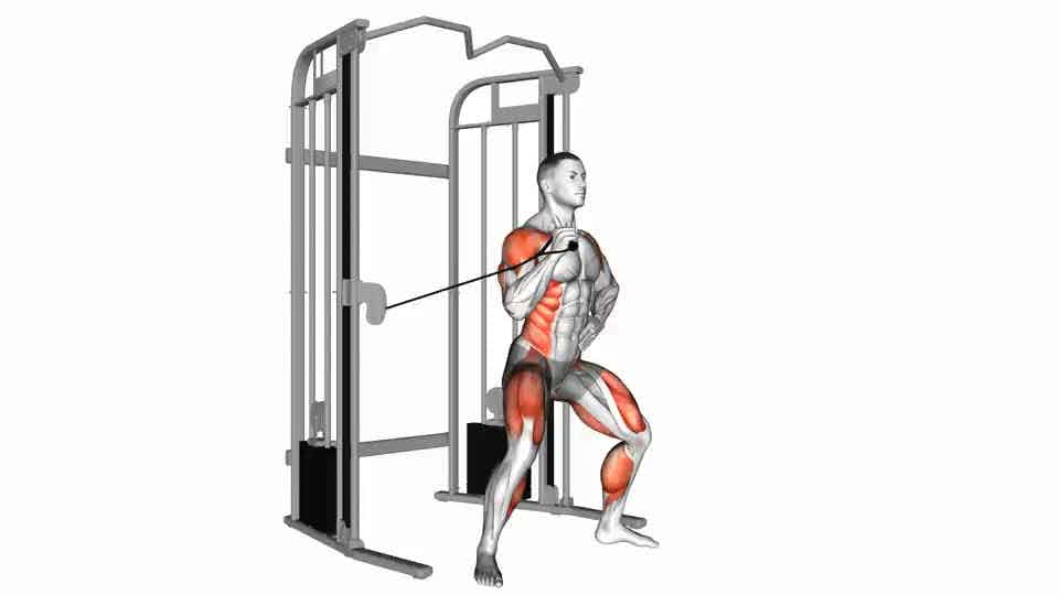 Thumbnail for the video of exercise: Cable twisting overhead press