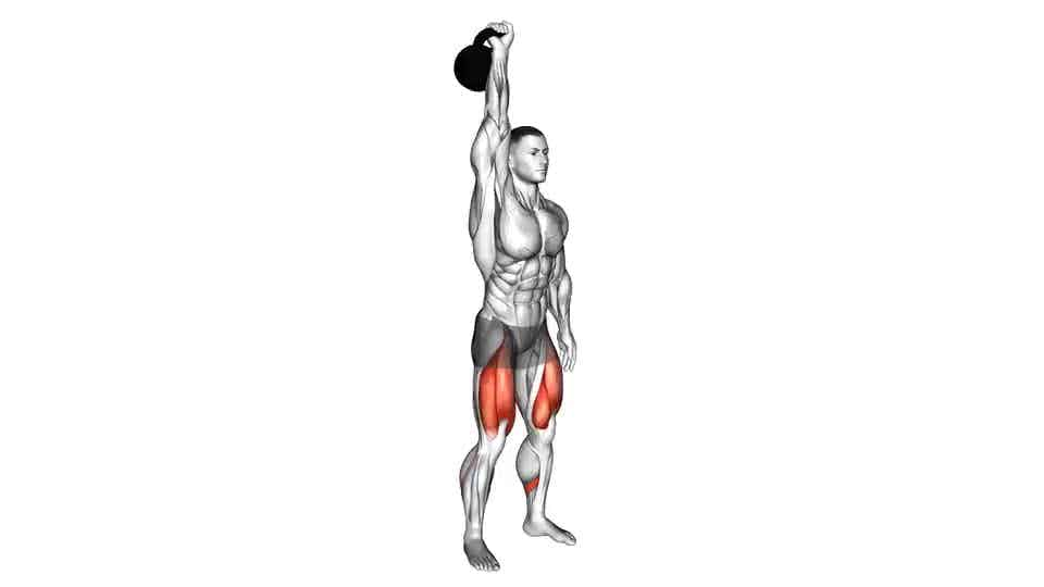 Thumbnail for the video of exercise: Kettlebell One Arm Overhead Squat