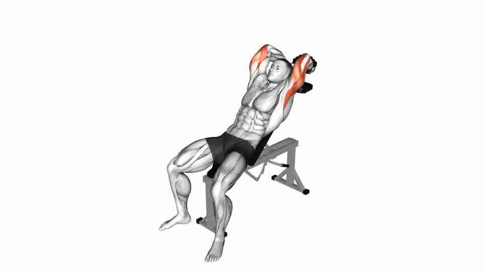 Thumbnail for the video of exercise: Dumbbell Incline Two Arm Extension