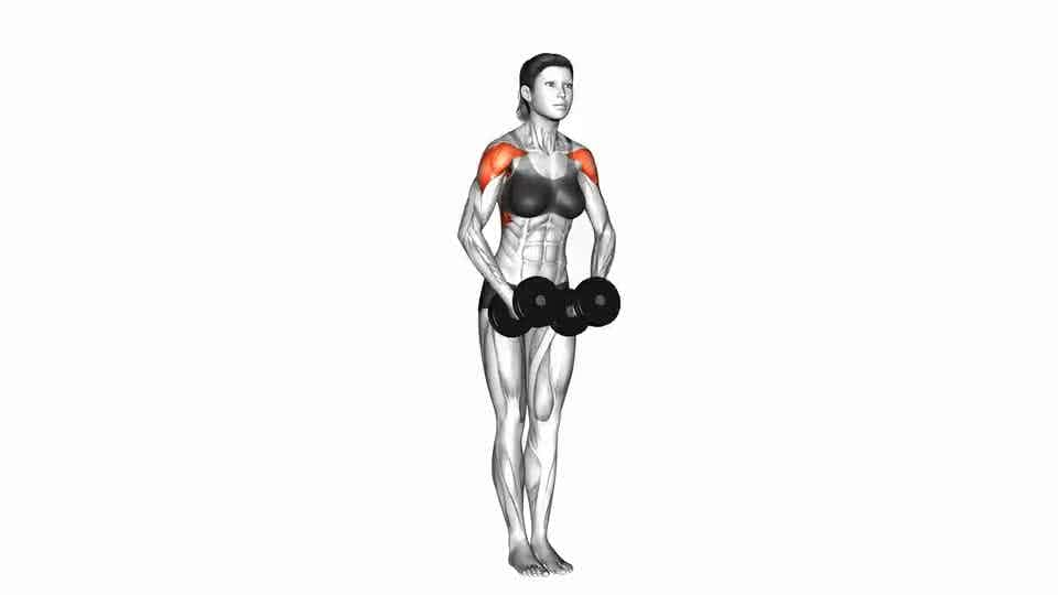 Thumbnail for the video of exercise: Dumbbell Standing Bent Braccio Alzata laterale