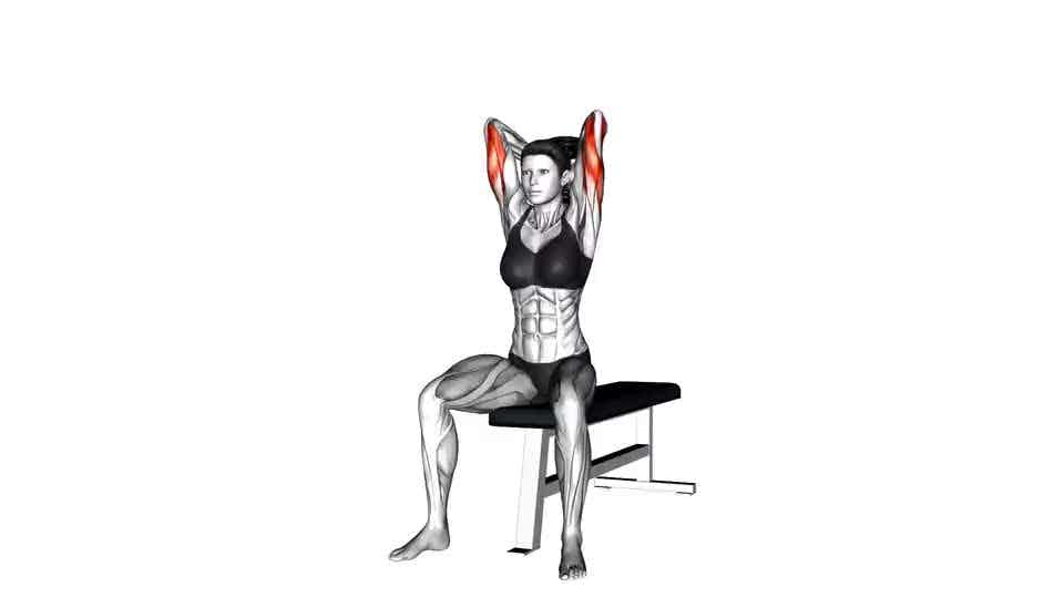 Thumbnail for the video of exercise: Estensione di triceps seduti cù manubri