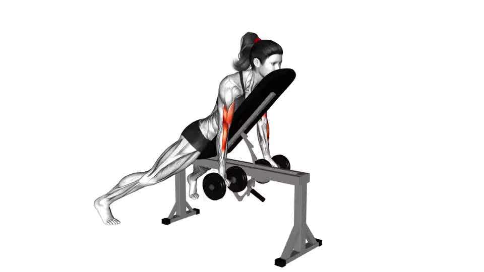 Thumbnail for the video of exercise: Dumbbell Prone Incline Curl