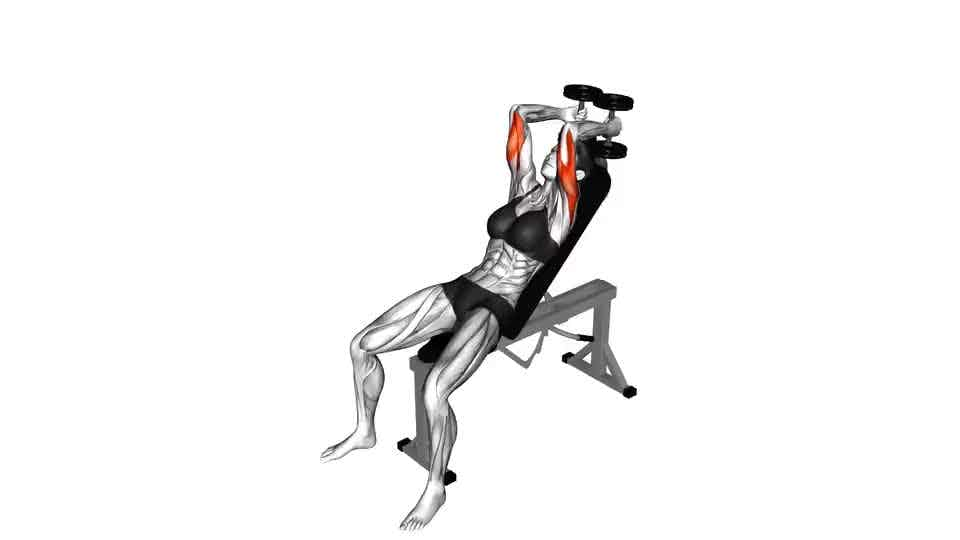 Thumbnail for the video of exercise: Sambungan Triceps Kecondongan Dumbbell