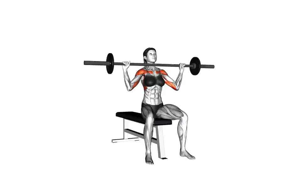 Thumbnail for the video of exercise: Barbell Seated Overhead Press