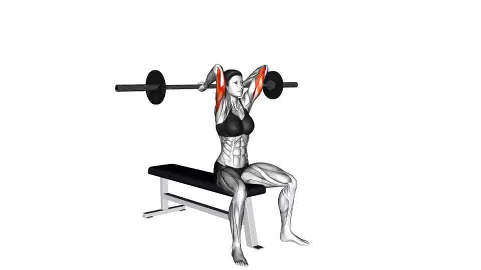 Thumbnail for the video of exercise: Barbell Seated Overhead Triceps Extension