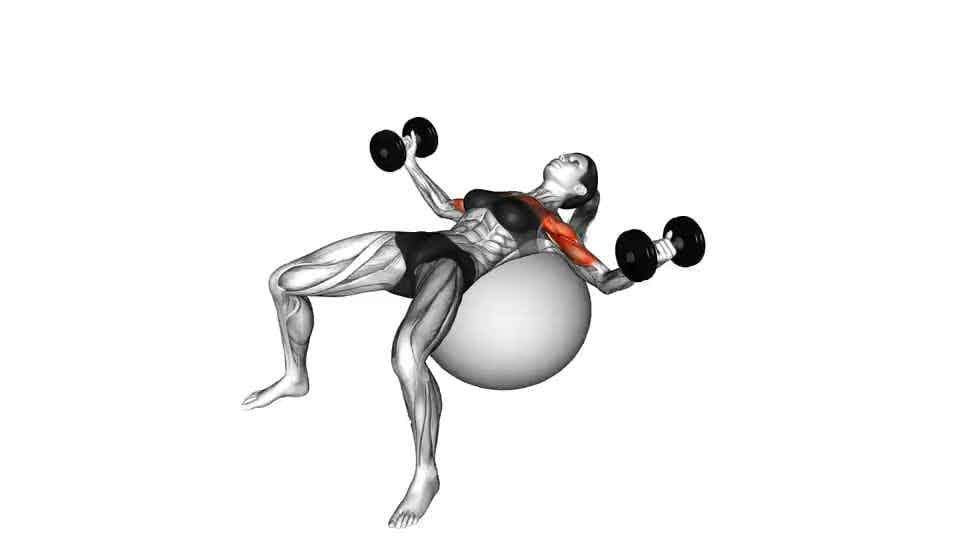 Thumbnail for the video of exercise: Dumbbell Fly on Exercise Ball