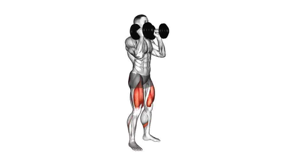 Thumbnail for the video of exercise: Dumbbell የፊት Squat