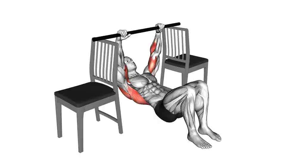 Thumbnail for the video of exercise: Inverted Row with Bent Knee between Chairs