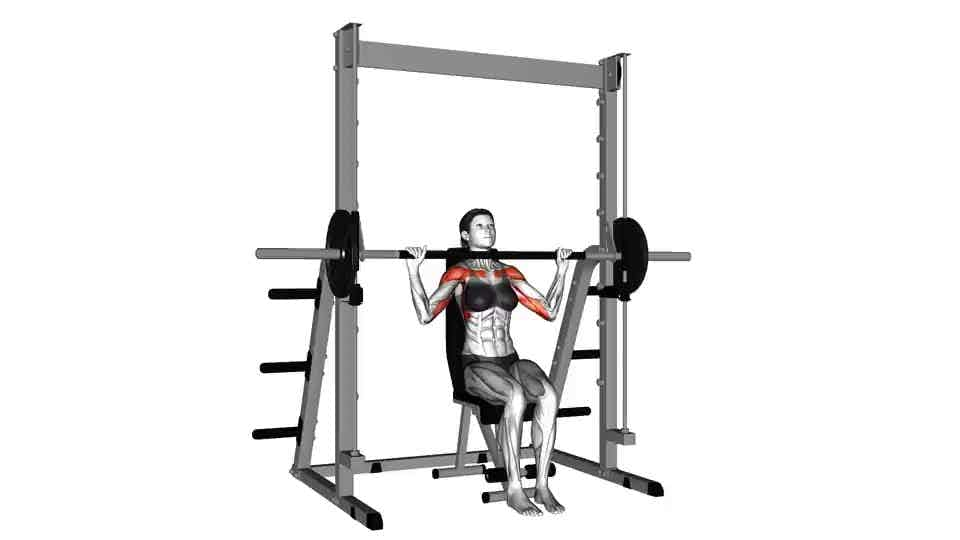 Thumbnail for the video of exercise: Smith Seated Shoulder Press