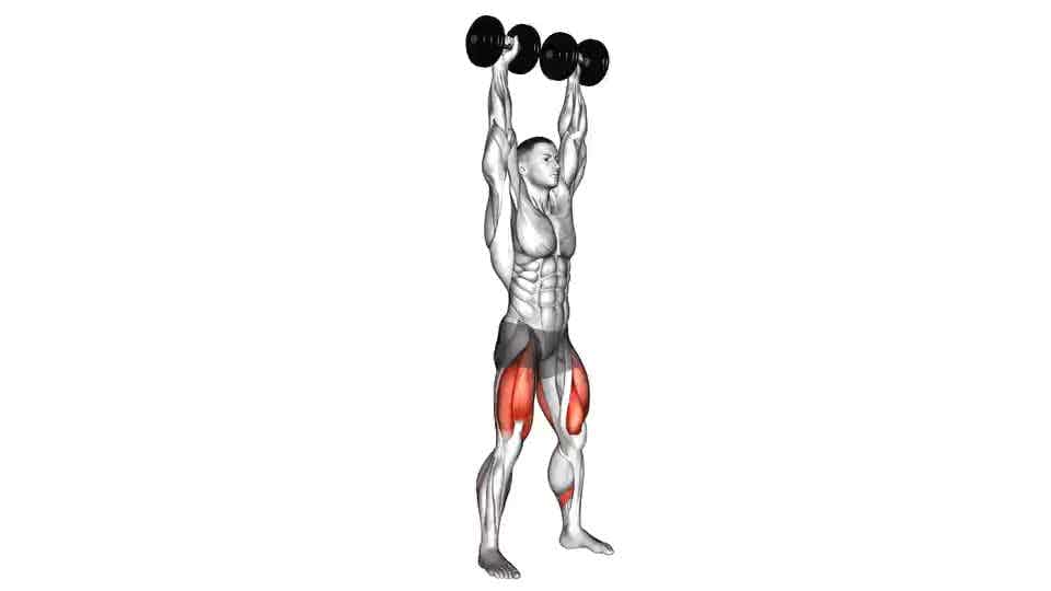 Thumbnail for the video of exercise: Dumbbell Overhead Squat