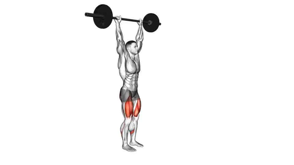 Thumbnail for the video of exercise: Barbell Overhead Lunge