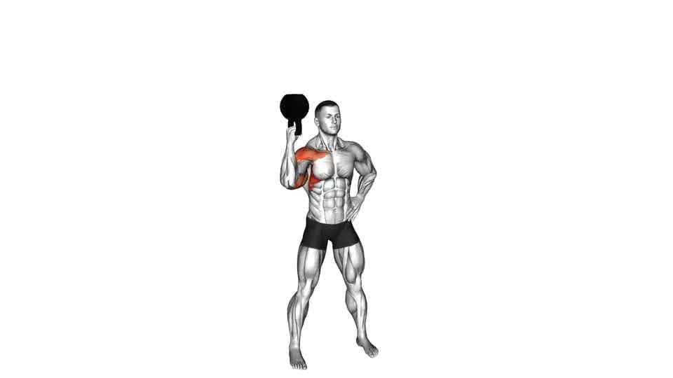 Thumbnail for the video of exercise: Kettlebell Standing Bottoms Up One Arm Guatha Preas