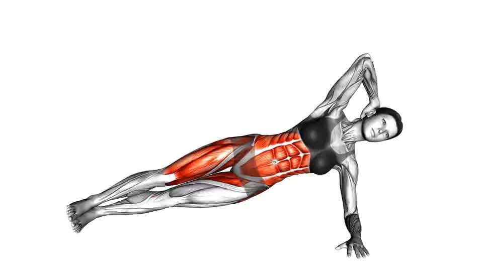 Thumbnail for the video of exercise: Elbow to Knee Side Plank Crunch