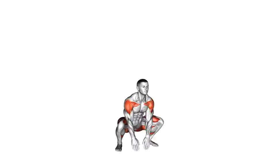 Thumbnail for the video of exercise: Bodyweight Full Squat with Overhead Press