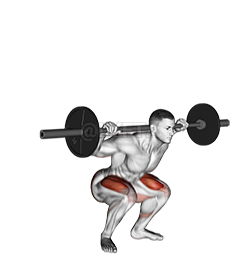 Thumbnail for the video of exercise: Cluiche Líne Squat Luas Barbell