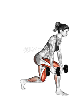 Thumbnail for the video of exercise: Dumbbell forward leaning lunge