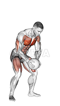 Thumbnail for the video of exercise: Medicine Ball Chest Push from 3 Point Stance