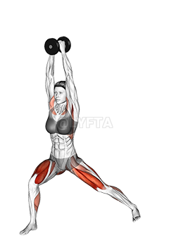 Thumbnail for the video of exercise: Dumbbell Overhead Side Lunge