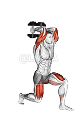 Thumbnail for the video of exercise: Síneadh Triceps Lunge Forward Dumbbell