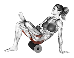Thumbnail for the video of exercise: Roll Recumbent Hip External Rotator and Hip Extensor Stretch