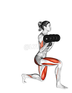 Thumbnail for the video of exercise: Dumbbell Lunge with Bicep Curl