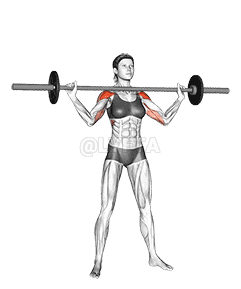 Thumbnail for the video of exercise: Barbell Standing Wide Military Press