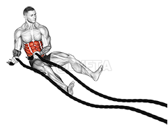 Thumbnail for the video of exercise: Battling Ropes Russian Twist