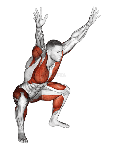 Thumbnail for the video of exercise: Sitting Sumo with Arms-Up Mobility Stretch