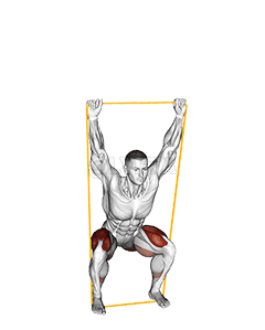 Thumbnail for the video of exercise: Resistance Band Overhead Squat