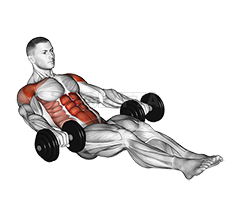 Thumbnail for the video of exercise: Dumbbell Seated Tuck Crunch on Floor