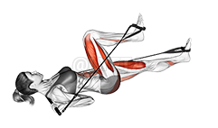 Thumbnail for the video of exercise: Bar Band Lying Alternate Leg Press