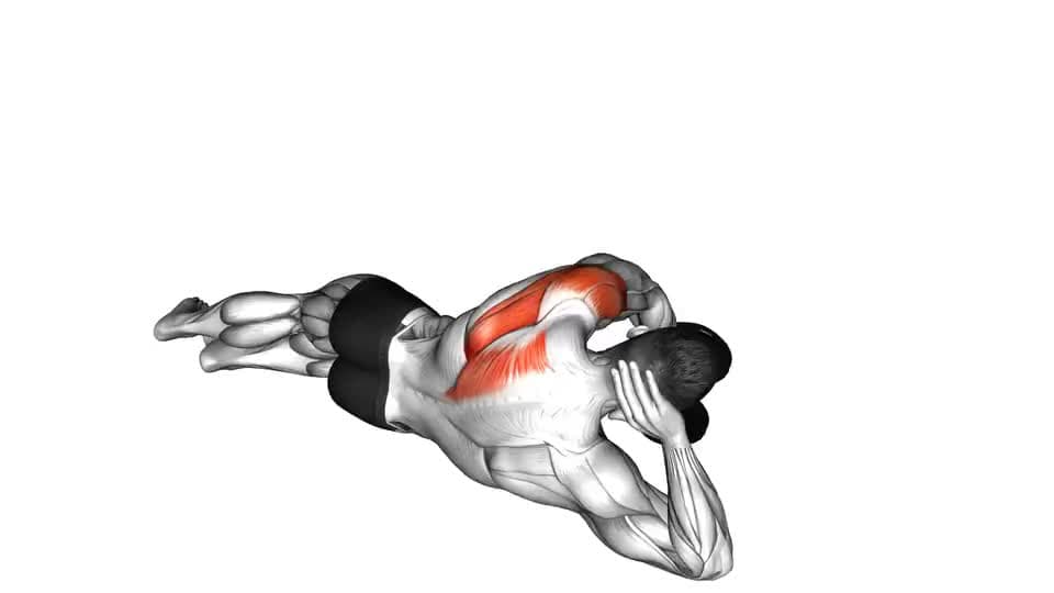 Thumbnail for the video of exercise: Dumbbell Lying on Floor Rear Delt Raise