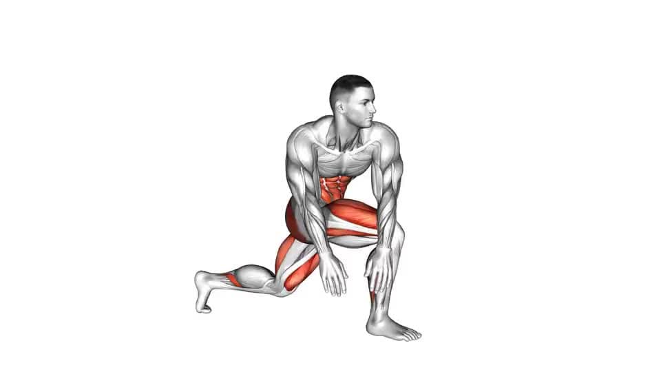 Thumbnail for the video of exercise: Crossover Kneeling Hip Flexor Stretch