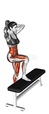 Step-up opposite elbow to knee twist