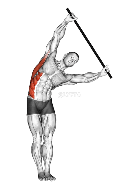 Thumbnail for the video of exercise: Standing Side Stretch With Stick