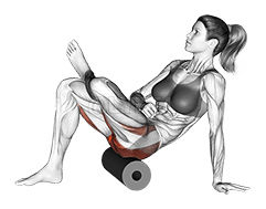 Thumbnail for the video of exercise: Roll Recumbent Hip External Rotator and Hip Extensor Stretch
