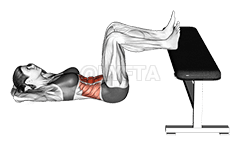 Floor Crunch Feet on Bench demonstration