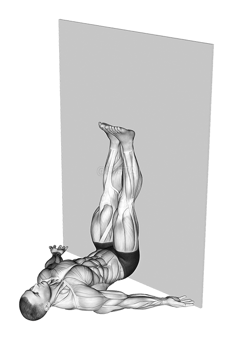 Thumbnail for the video of exercise: Поза йоги с поднятыми ногами к стене