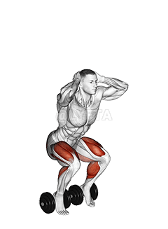 Thumbnail for the video of exercise: Kniebeuge mit erhöhter Ferse im Körpergewicht