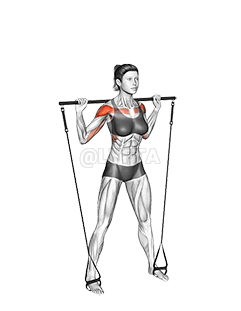 Bar Band Standing Behind Head Military Press demonstration