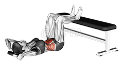Thumbnail for the video of exercise: Weighted Floor Crunch Feet on Bench